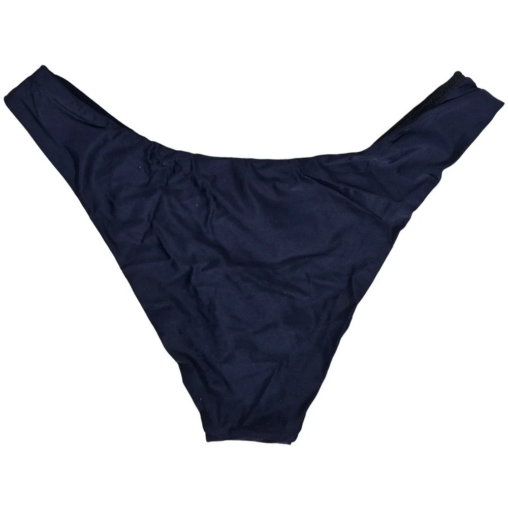 J. Crew Curved-waist cheeky bikini bottom in‎ Navy M NWT